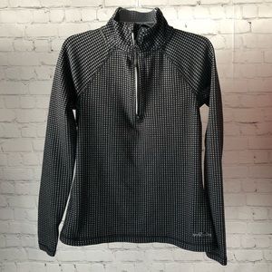 Women's Eddie Bauer Black/White Diamond Check Athletic 1/4 Zip Pullover. Size M